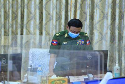 ပြည်ထဲရေးဝန်ကြီးဌာန၊ ဒုတိယဝန်ကြီး ဗိုလ်ချုပ် စိုးတင့်နိုင် မှ အဖွင့်အမှာစကားပြောကြားနေစဉ်